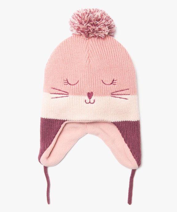 Bonnet fille avec pompon et doublure polaire vue1 - GEMO(BEBE DEBT) - GEMO
