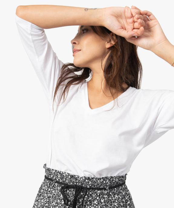 Tee-shirt femme à manches ¾ col V vue2 - GEMO(FEMME PAP) - GEMO