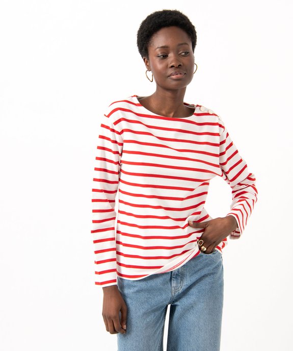 Tee-shirt rayé à manches longues femme vue1 - GEMO(FEMME PAP) - GEMO