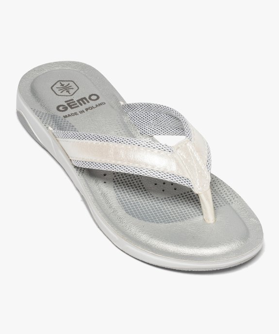 Tongs femme à semelle rembourrée et détails métallisés vue5 - GEMO (PLAGE) - GEMO