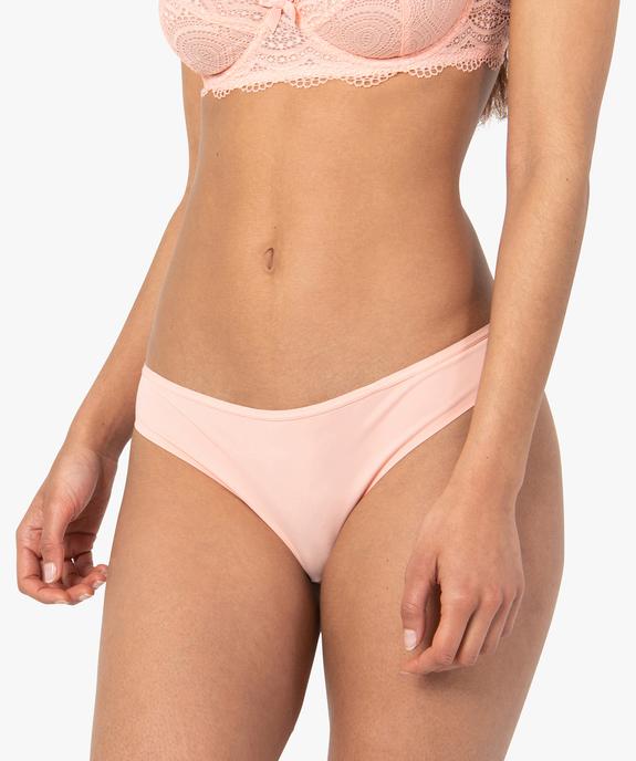 Tanga sans coutures en microfibre et dentelle femme (lot de 2) vue1 - GEMO 4G FEMME - GEMO