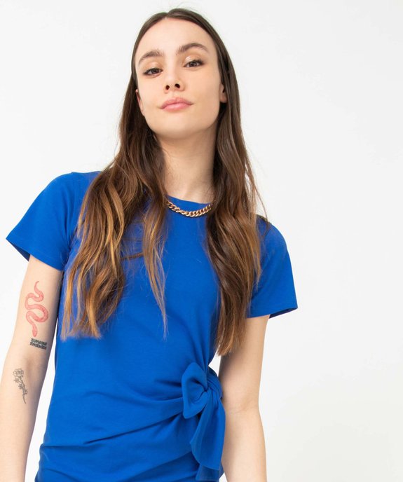 Robe femme esprit tee-shirt avec noeud à la taille vue2 - GEMO(FEMME PAP) - GEMO