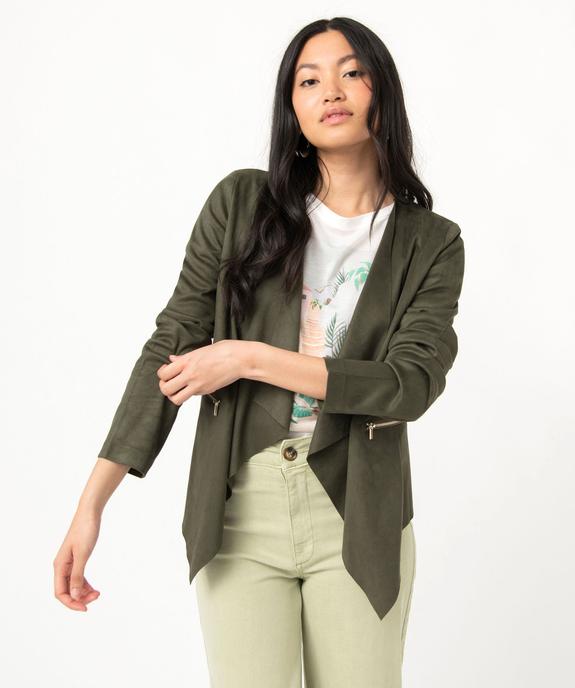 Veste en suédine souple portée ouverte femme - GEMO(FEMME PAP) Veste en suédine souple portée ouverte femme vue2 - GEMO(FEMME PAP) - GEMO
