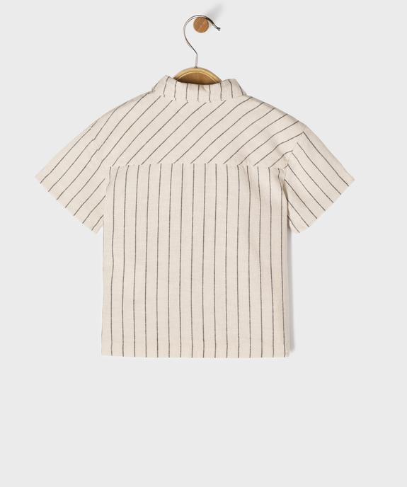 Chemise rayée à manches courtes contenant du lin garçon vue3 - GEMO(BEBE DEBT) - GEMO