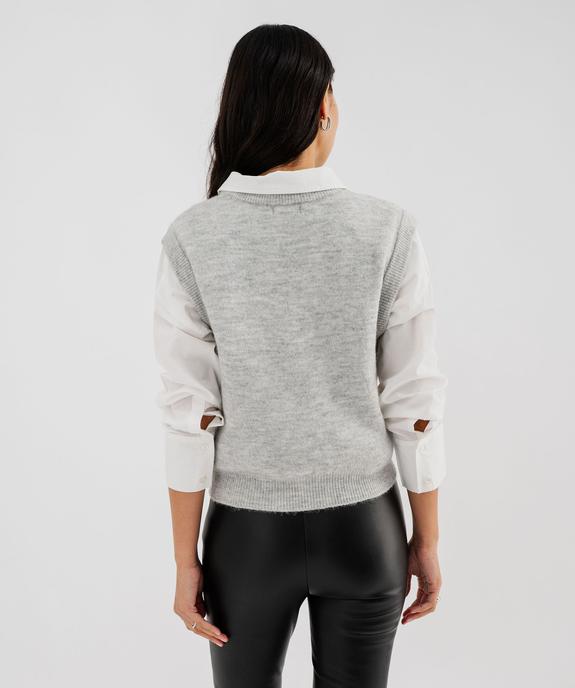 Pull sans manches chiné avec de la laine femme vue3 - GEMO(FEMME PAP) - GEMO