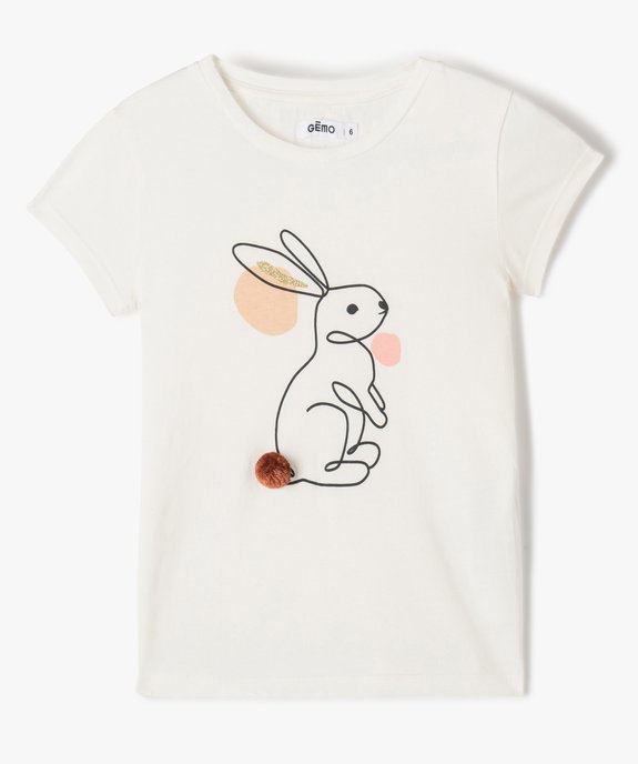 Tee-shirt fille à manches courtes et imprimé en relief vue1 - GEMO (ENFANT) - GEMO