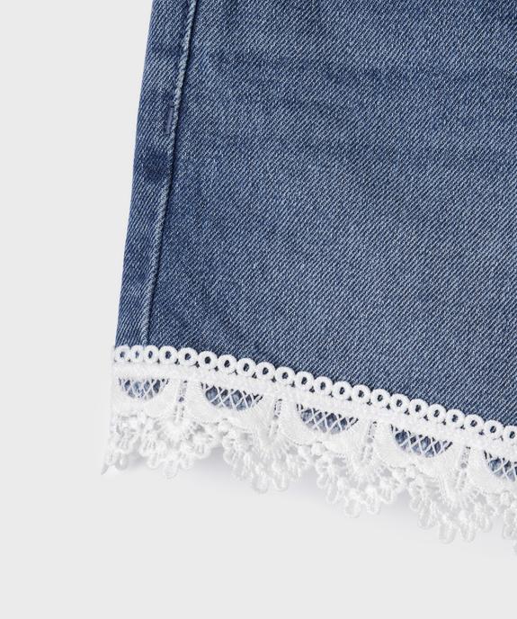 Short en jean avec finitions en dentelle avec taille ajustable fille vue2 - GEMO 4G FILLE - GEMO