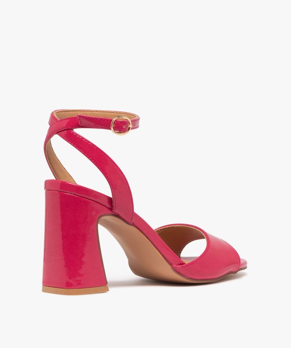 Sandales femme à talon flare vernies et à bride cheville croisée à l'arrière vue4 - GEMO(URBAIN) - GEMO