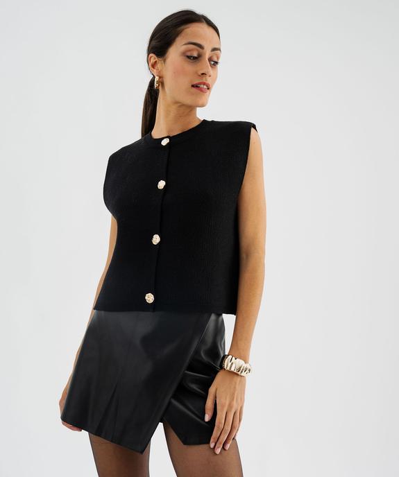 Gilet sans manches oversize avec boutons fantaisie femme  vue2 - GEMO(FEMME PAP) - GEMO