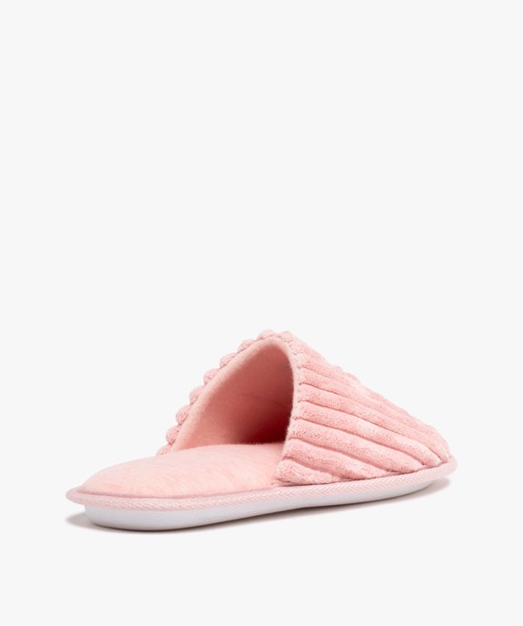 Chaussons femme mules en velours côtelé dessus fantaisie vue4 - GEMO(HOMWR FEM) - GEMO