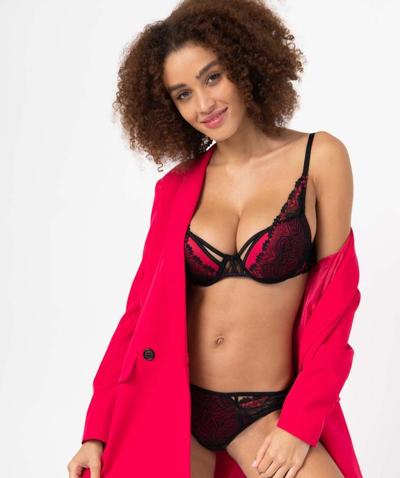 Soutien-gorge corbeille en matière satinée et dentelle vue1 - GEMO(HOMWR FEM) - GEMO