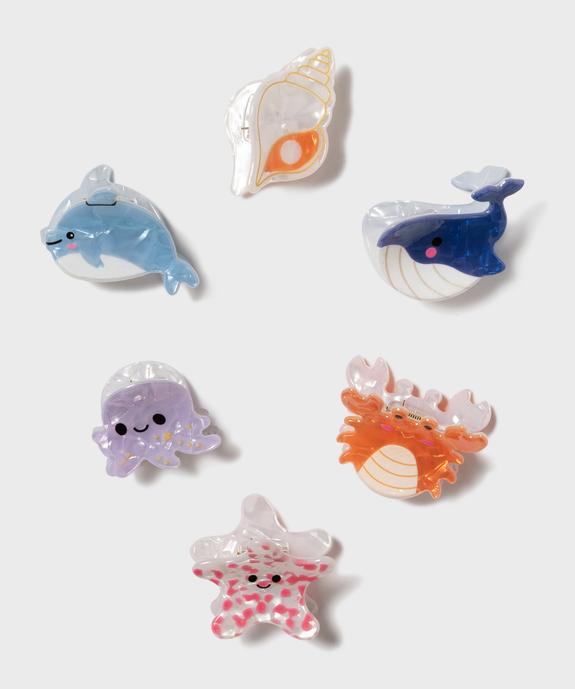 Pinces crabes pour les cheveux en forme d’animaux marins fille (lot de 6) vue1 - GEMO (ACCESS) - GEMO