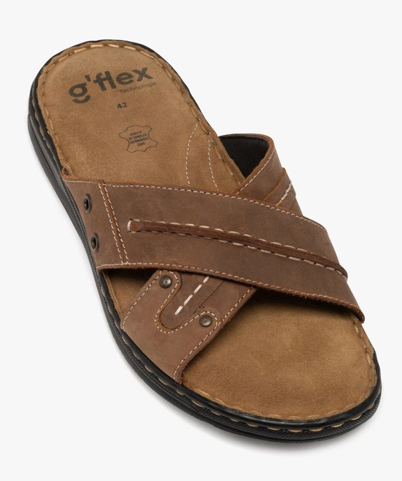 Sandale confort avec brides en cuir croisées homme vue5 - G'FLEX - GEMO