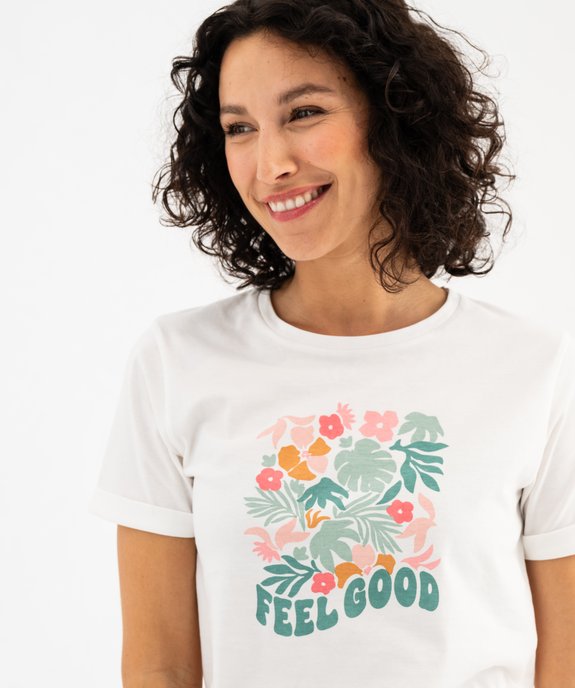 Haut de pyjama à manches courtes et motif femme vue3 - GEMO 4G FEMME - GEMO