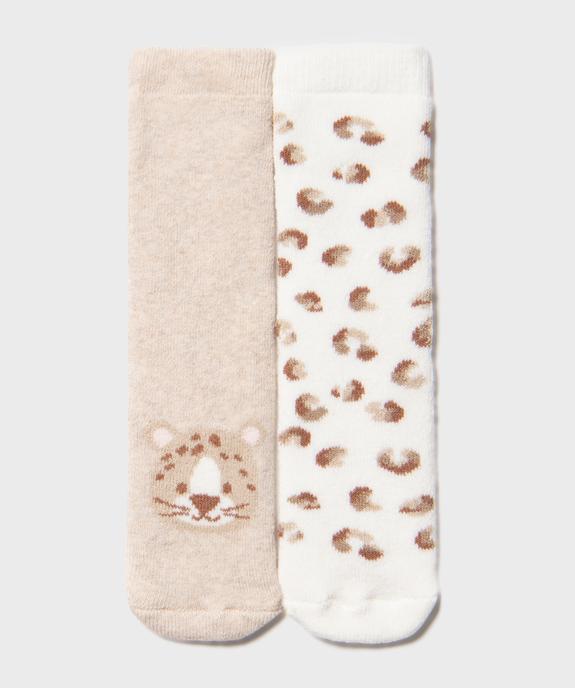 Chaussettes antidérapantes motifs félins bébé fille (lot de 2) vue1 - GEMO 4G BEBE - GEMO