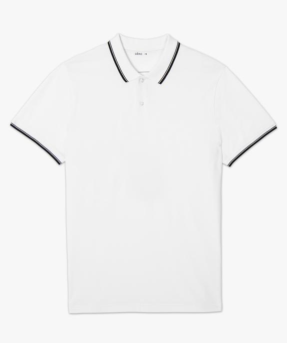 Polo homme à manches courtes à liseré contrastant vue4 - GEMO 4G HOMME - GEMO