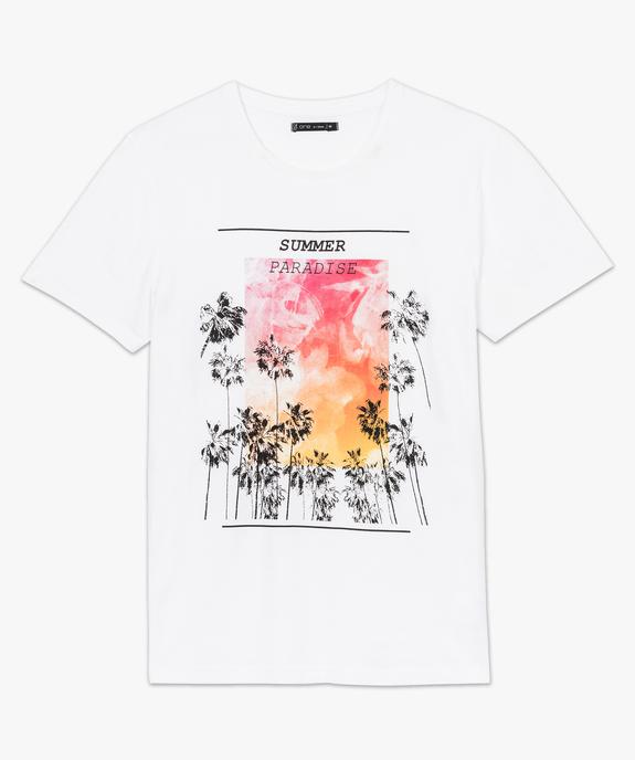 Tee-shirt uni à manches courtes et imprimé coloré vue4 - GEMO (HOMME) - GEMO