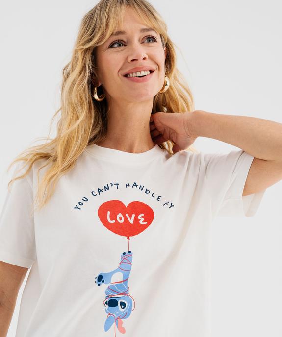 Tee-shirt manches courtes en jersey de coton imprimé femme - Stitch vue2 - LILO & STITCH - GEMO