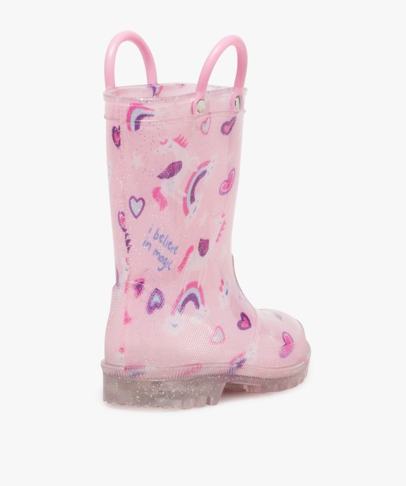 Bottes de pluie fille à anses et semelle lumineuse motif licorne vue5 - LOVELY WINGS - GEMO