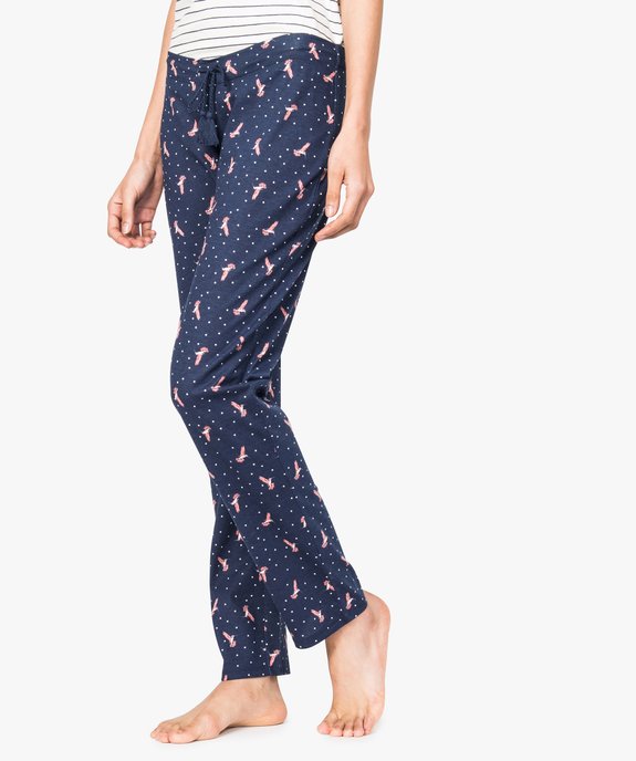 Bas de pyjama imprimé à cordon pompons vue1 - GEMO(HOMWR FEM) - GEMO
