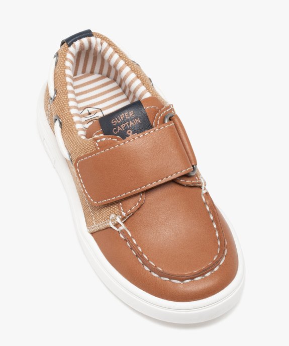 Chaussures bateau garçon bi-matières à scratch vue5 - GEMO (ENFANT) - GEMO