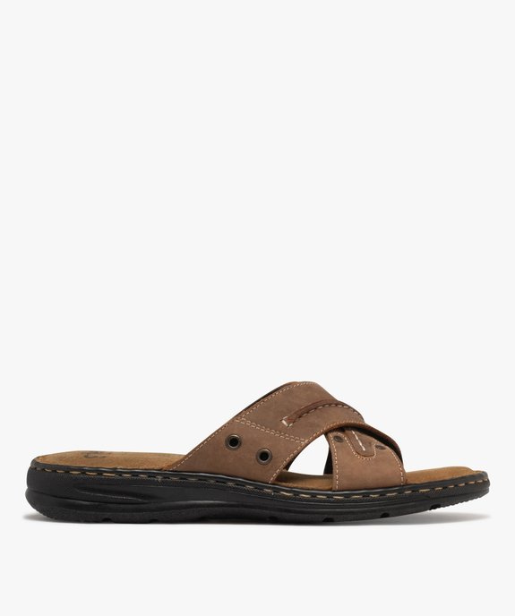 Sandale confort avec brides en cuir croisées homme vue1 - G'FLEX - GEMO