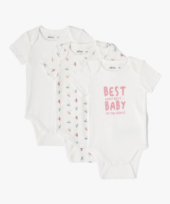 Body bébé à manches courtes et col US à motif (lot de 3) vue1 - GEMO 4G BEBE - GEMO