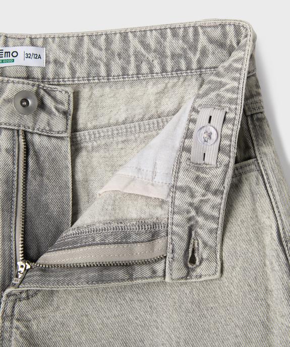 Jean loose délavé avec taille ajustable fille vue2 - GEMO (JUNIOR) - GEMO