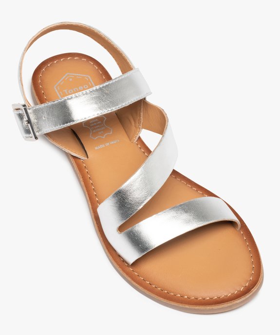 Sandales femme à talon plat et brides en cuir uni - Tanéo vue5 - TANEO - GEMO