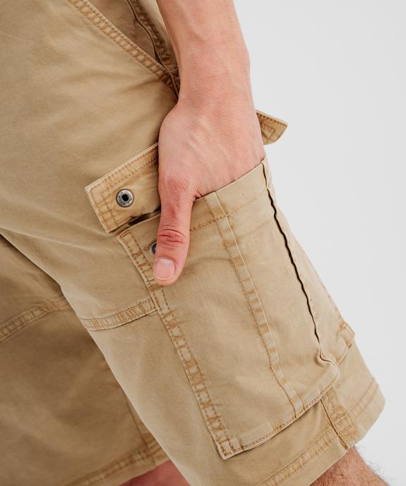 Bermuda cargo coupe regular en twill de coton stretch homme vue2 - GEMO 4G HOMME - GEMO