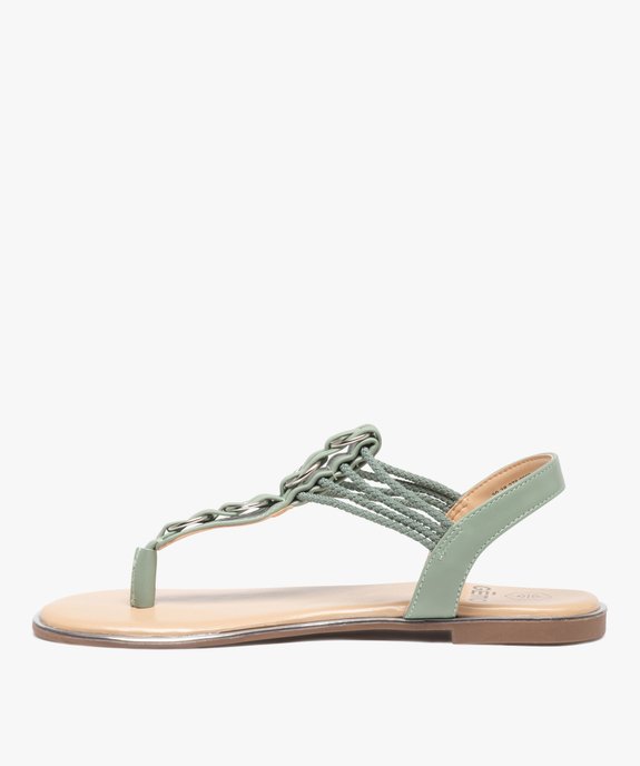 Sandales femme à talon plat et entre-doigts détails métal vue3 - GEMO (CASUAL) - GEMO