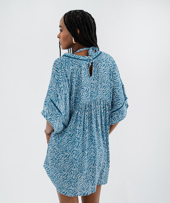 Robe de plage col V taille empire en viscose fluide femme vue3 - GEMO 4G FEMME - GEMO