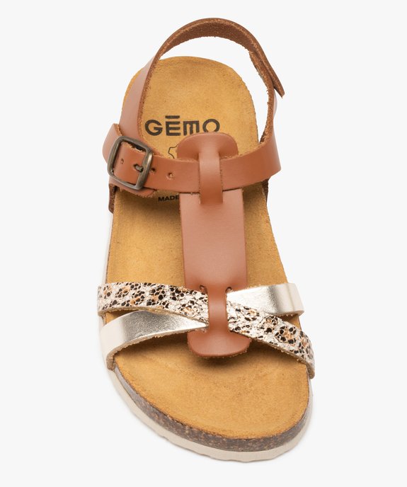 Sandales fille à fines brides métallisées et semelle en liège vue5 - GEMO (ENFANT) - GEMO