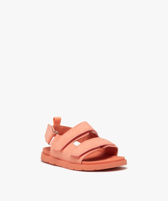 Sandales bébé fille unies avec brides scratch en suédine vue2 - GEMO(BEBE DEBT) - GEMO