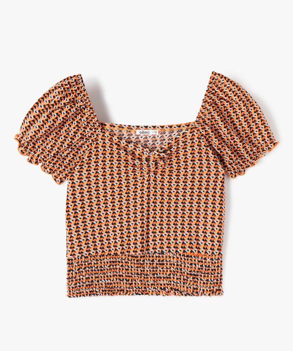 Blouse fille imprimée avec finitions smockées vue1 - GEMO (JUNIOR) - GEMO