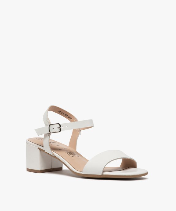 Sandales femme à talon carré dessus brides en cuir uni vue2 - GEMO(URBAIN) - GEMO