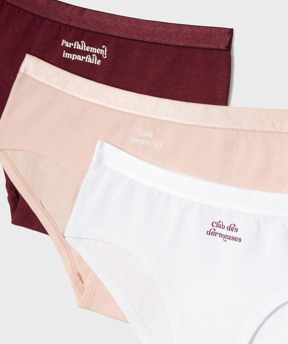 Shorties en coton biologique avec inscriptions fille (lot de 3) vue2 - GEMO 4G FILLE - GEMO