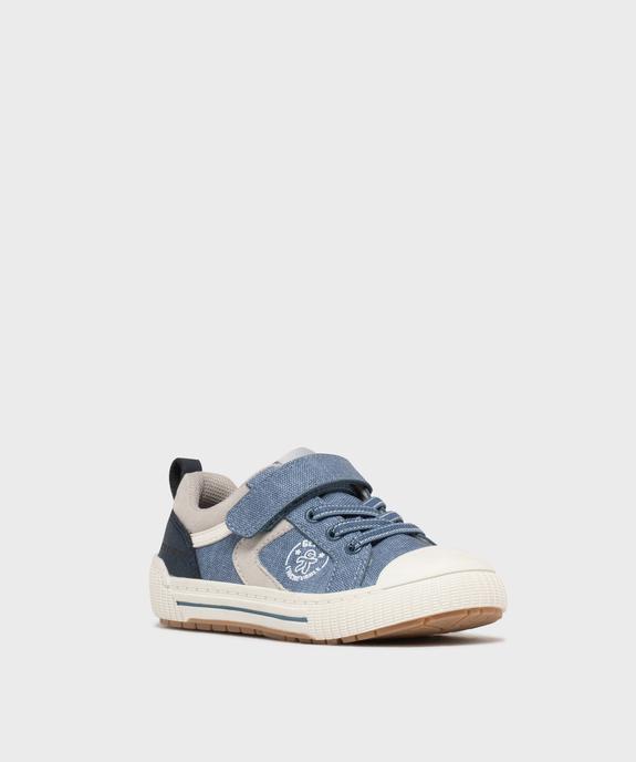 Baskets à scratch aspect toile denim garçon - Gepy vue2 - GEPY - GEMO
