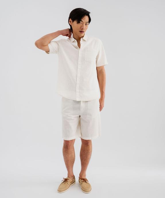 Chemise à manches courtes en lin et coton coupe regular homme vue4 - GEMO 4G HOMME - GEMO