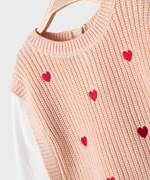 Pull avec manches chemise 2 en 1 bébé fille vue2 - GEMO 4G BEBE - GEMO
