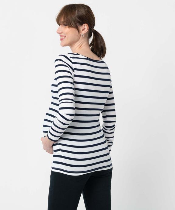 Tee-shirt de grossesse rayé à manches longues vue3 - GEMO 4G MATERN - GEMO