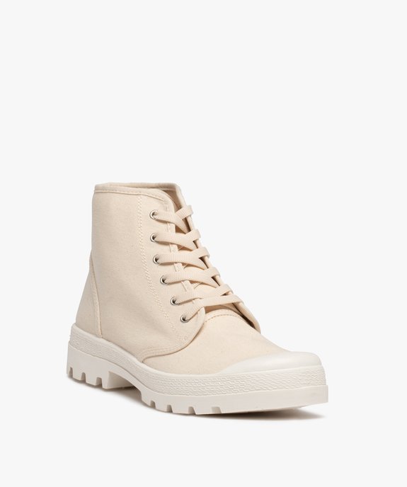 Baskets homme montantes en toile et semelle crantée vue2 - GEMO (CASUAL) - GEMO