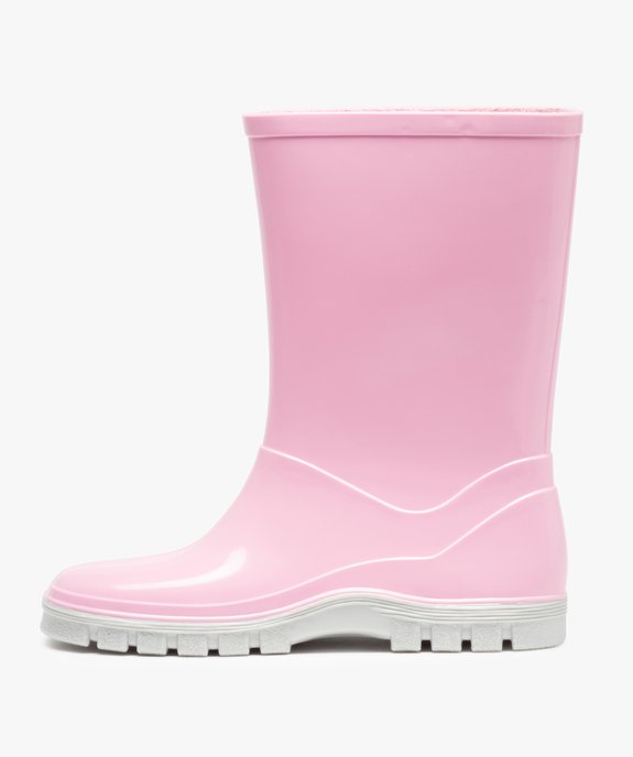 Bottes de pluie fille unies à semelle crantée contrastante vue3 - GEMO (ENFANT) - GEMO