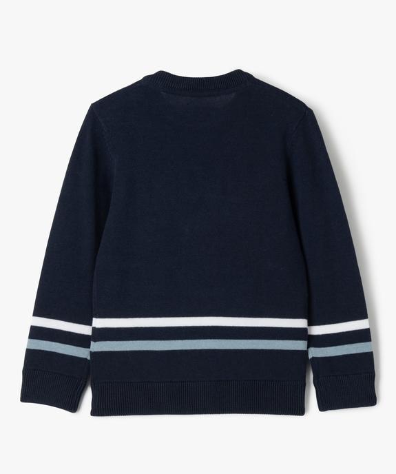 Pull en coton avec inscription et rayures garçon - LuluCastagnette vue3 - LULUCASTAGNETTE - GEMO