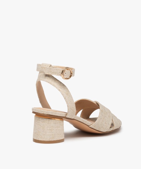 Sandales femme à talon métallisé et brides toile vue4 - GEMO(URBAIN) - GEMO