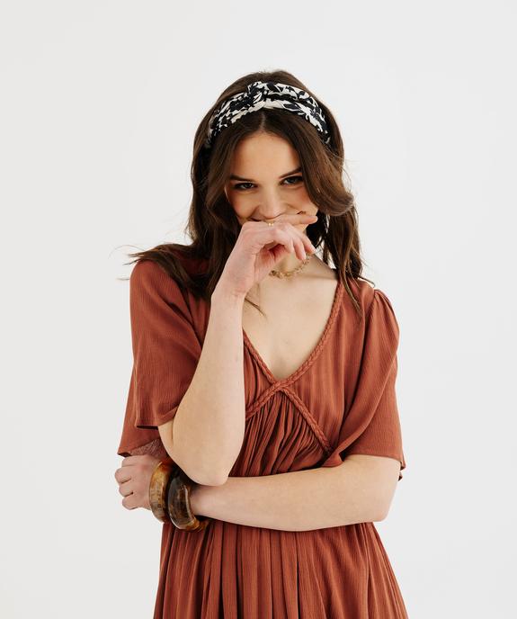 Robe longue à manches courtes amples en viscose femme vue2 - GEMO 4G FEMME - GEMO