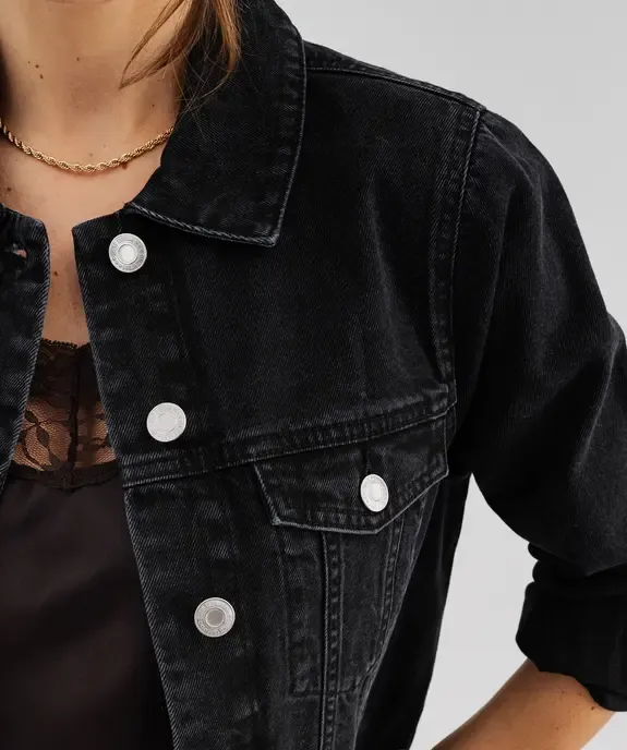 Veste en jean avec du coton recyclé femme vue2 - GEMO 4G FEMME - GEMO