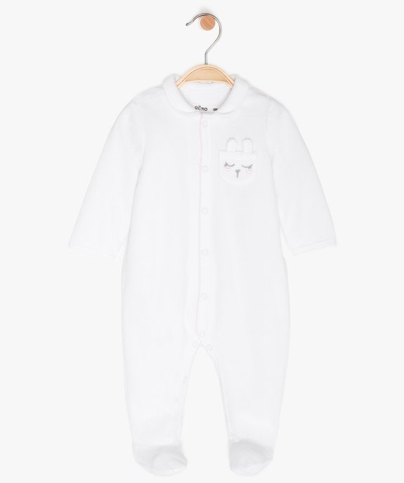 Pyjama bébé fille en velours avec col Claudine vue1 - GEMO(BB COUCHE) - GEMO