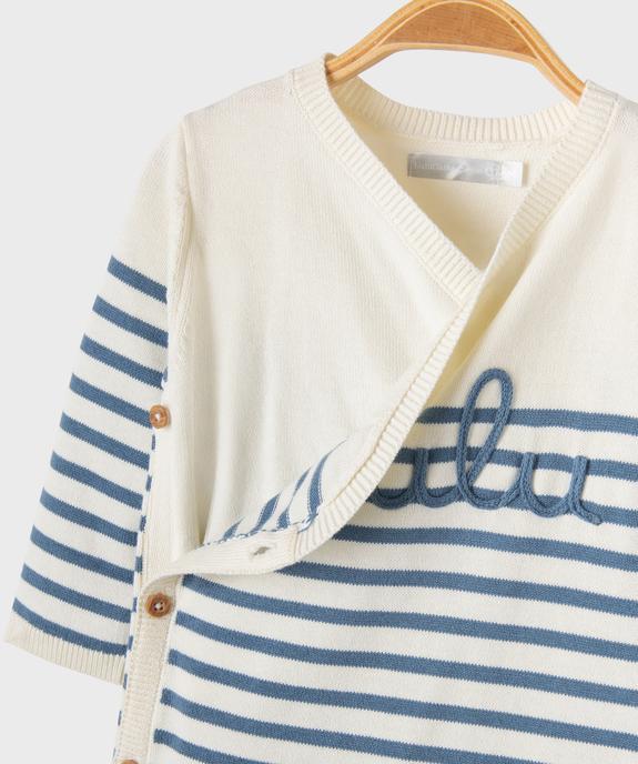 Combinaison en maille à rayures bébé garçon - LuluCastagnette vue2 - LULUCASTAGNETTE - GEMO