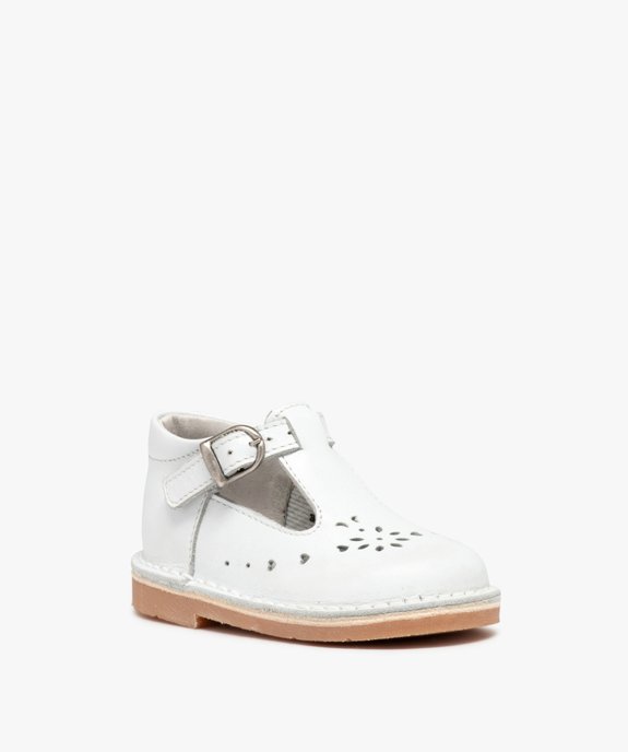 Babies bébé fille dessus cuir uni motifs perforés vue2 - GEMO(BEBE DEBT) - GEMO